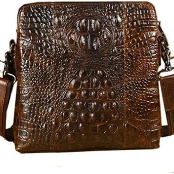 Small Leather Sling Shoulder Bag Messenger Pack for Men Women Outdoor Travel Bus